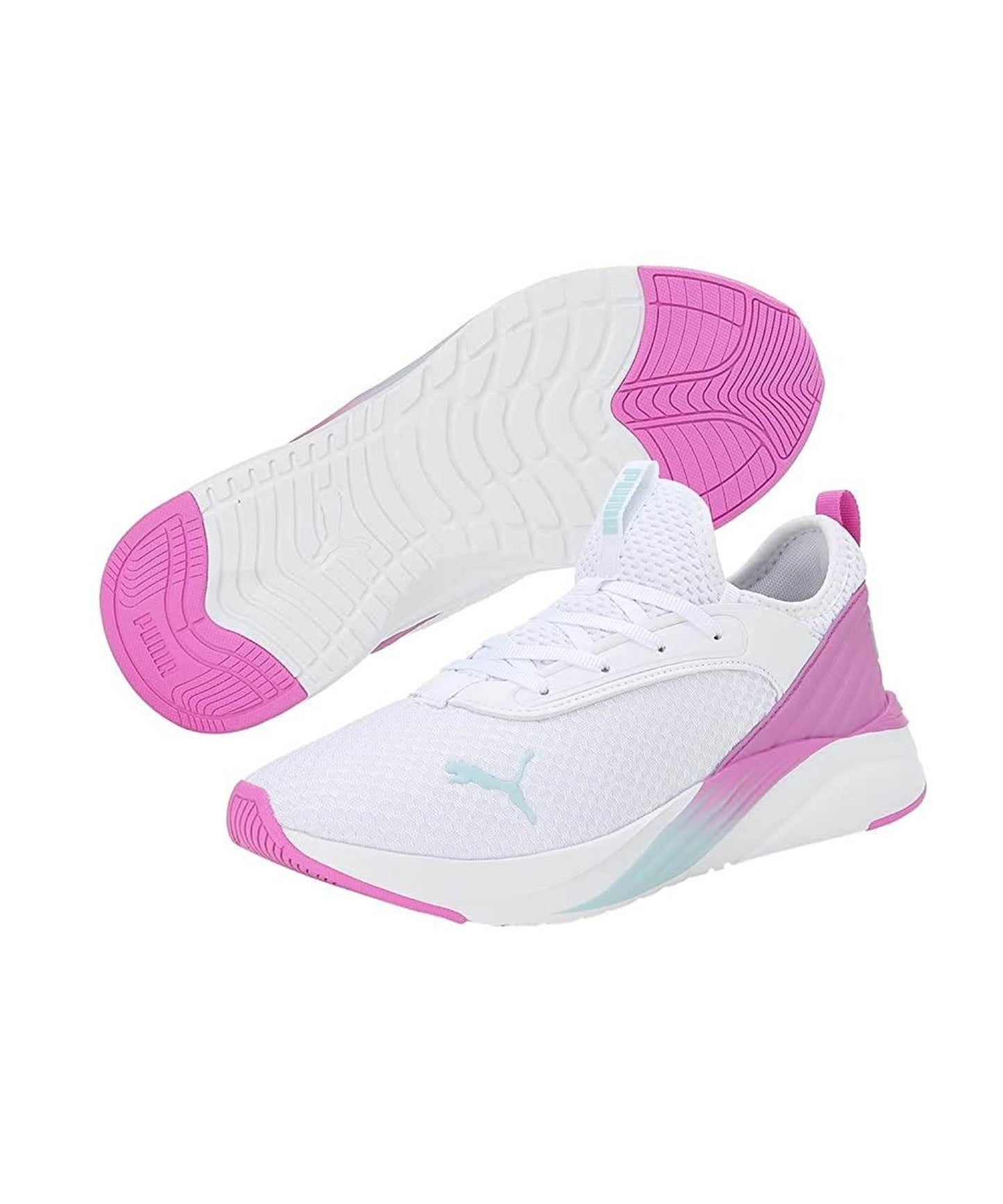 PUMA WOMENS SOFTRIDE RUBY LUXE - WHITE/ELECTRIC ORCHID