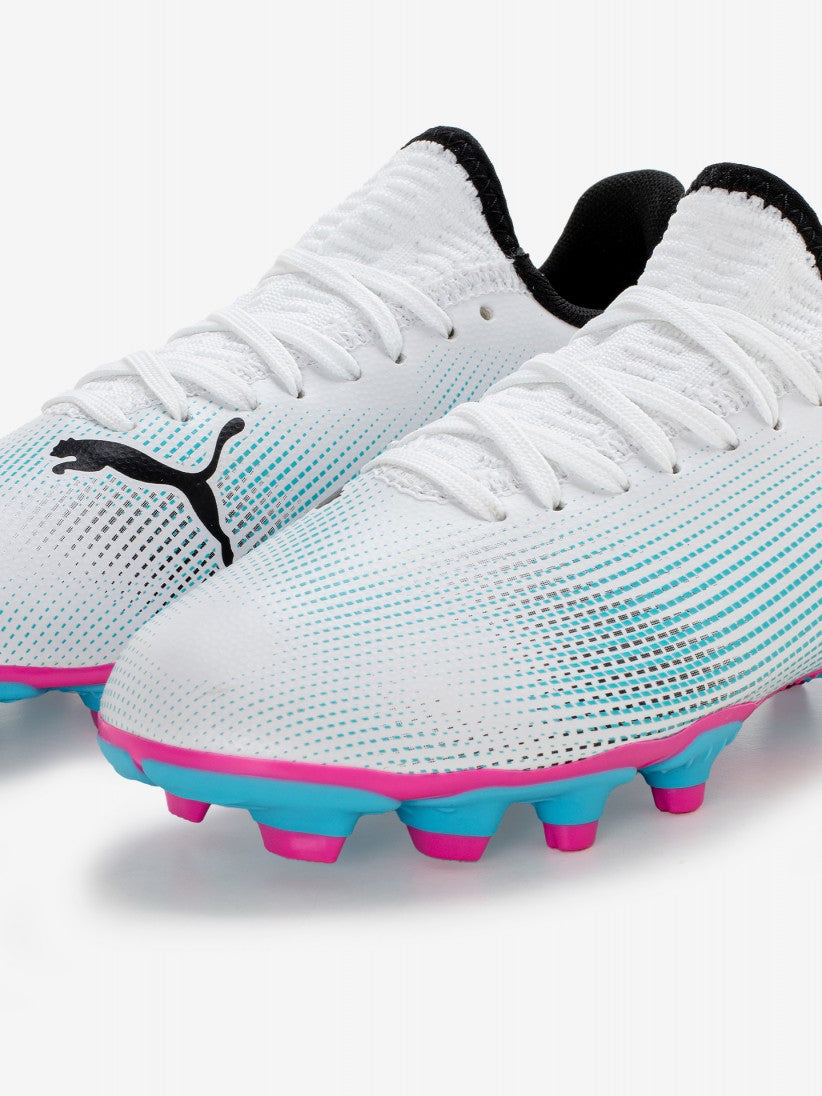 PUMA KIDS FUTURE 7 PLAY FG/AG JR - WHITE/BLACK/POISON PINK