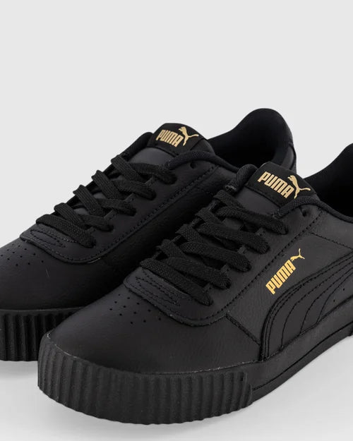 PUMA WOMENS CARINA LEATHER - Puma Black- Gold