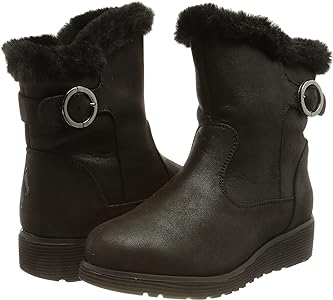 SKECHERS WOMENS KEEPSAKES WEDGE COMFY WINTER BOOTS - BLACK