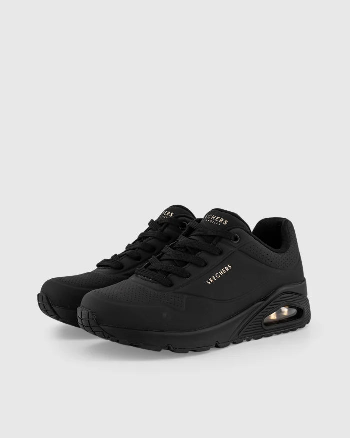 SKECHERS WOMENS UNO STAND ON AIR WIDE FIT - BLACK
