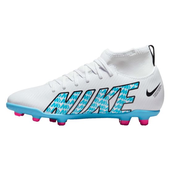 NIKE KIDS JR SUPERFLY 9 CLUB FG/MG - WHITE/BALTIC BLUE/PINK BLAST