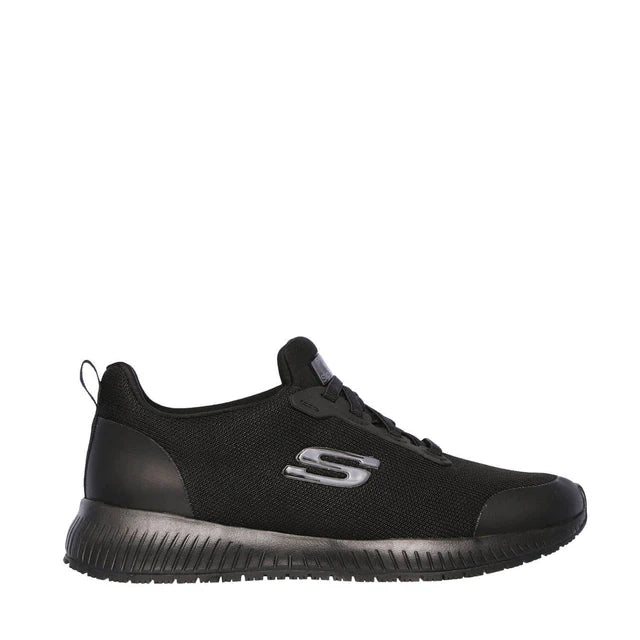 SKECHERS WOMENS SQUAD SLIP RESISTANT - BLACK