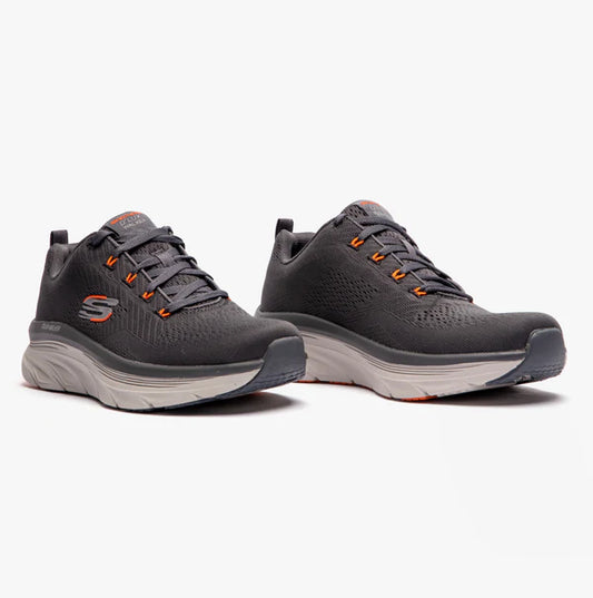 SKECHERS MENS D'LUX WALKER MEERNO - CHARCOAL/ORANGE