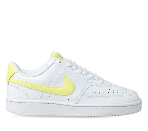 NIKE WOMENS COURT VISION LOW - WHITE/ LT ZITRON-BRIGHT MANGO