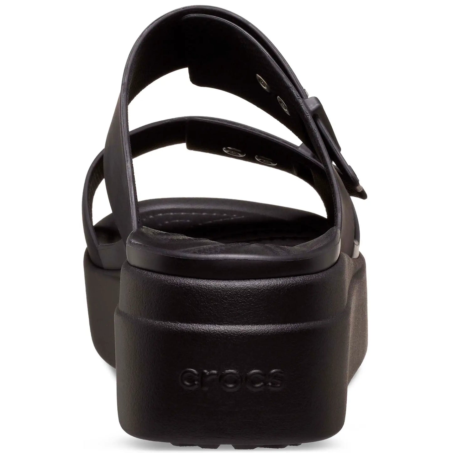 CROCS BROOKLYN BUCKLE LOW WEDGE - BLACK/BLACK