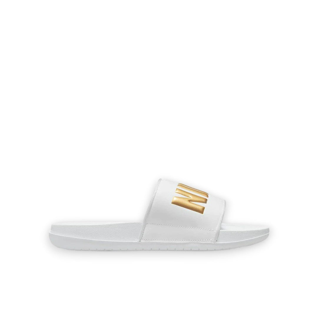 NIKE WOMENS OFF COURT SLIDES - WHITE/METALLIC GOLD-WHITE