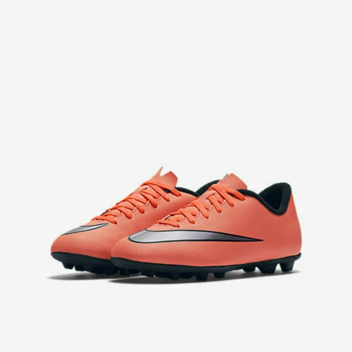 NIKE KIDS JR MERCURIAL VORTEX II FG-R - BRIGHT MANGO/METALLIC SILVER