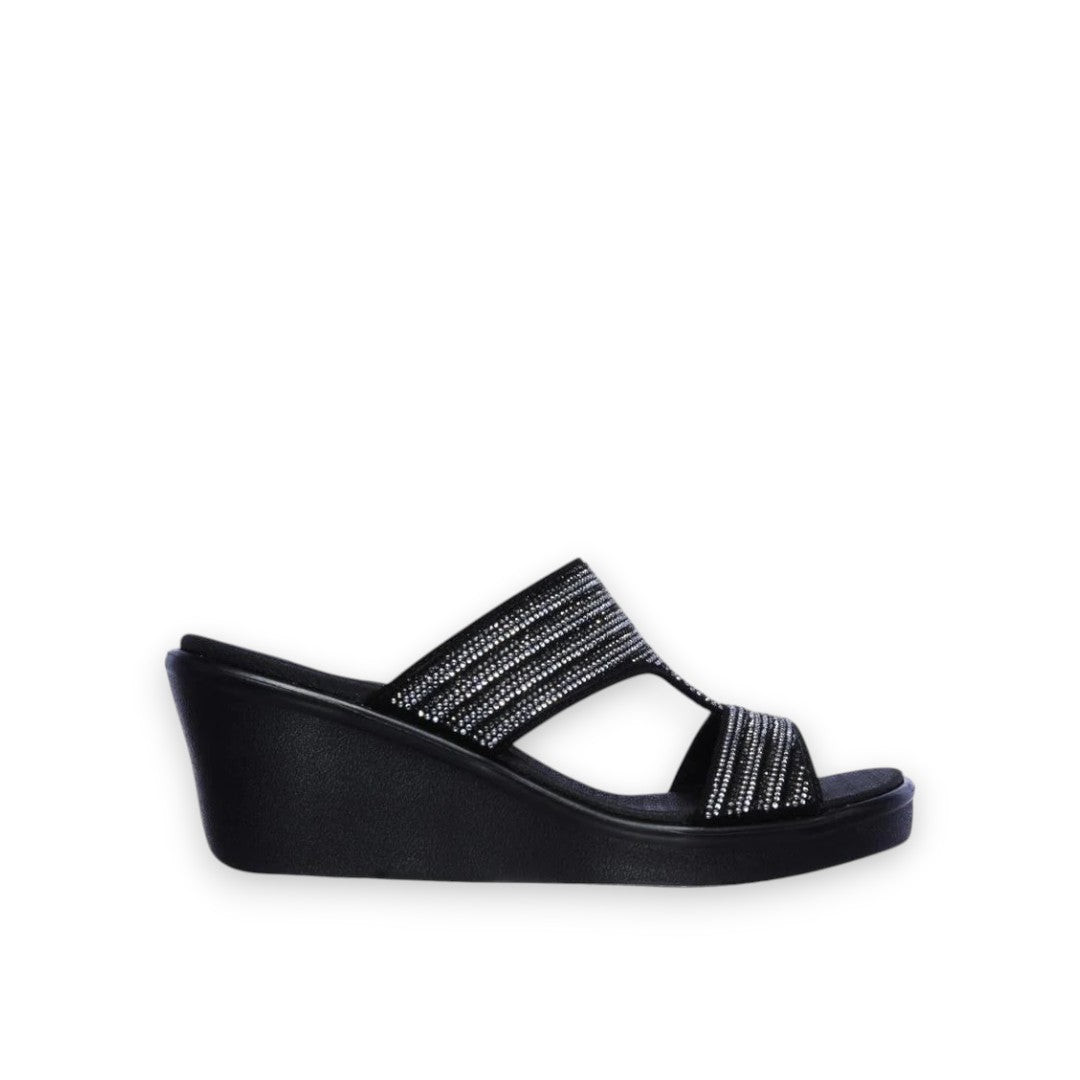 SKECHERS WOMEN'S RUMBLE ON BLING GAL - BLACK/SILVER