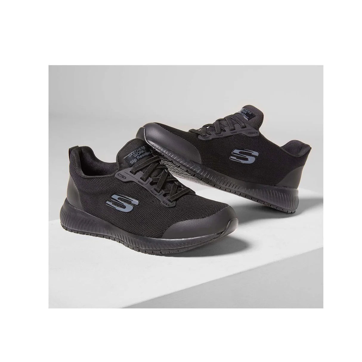 SKECHERS WOMENS SQUAD SLIP RESISTANT - BLACK