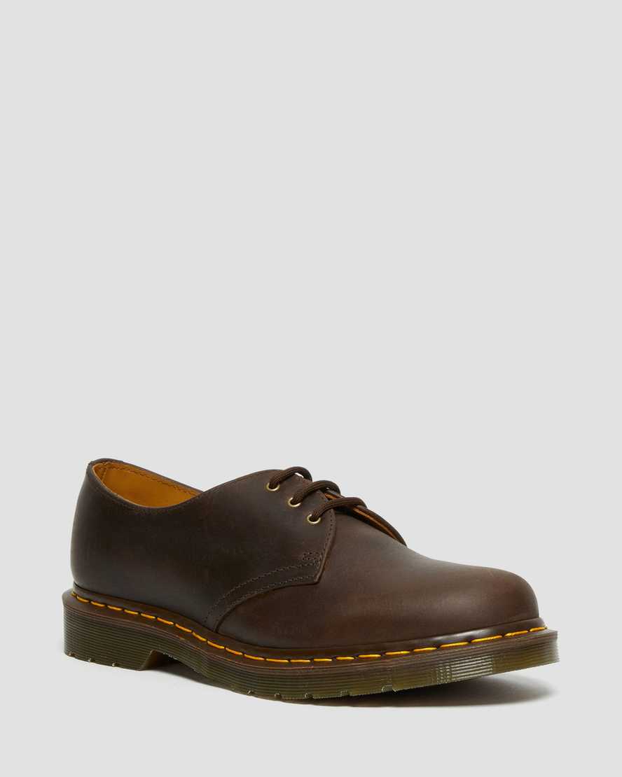 DR MARTENS 1461 LEATHER SHOES - DARK BROWN CRAZY HORSE+PU