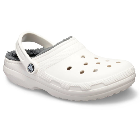 CROCS CLASSIC LINED CLOG - WHITE/GREY