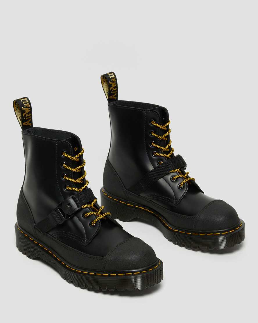 DR MARTENS 1460 BEX TECH MADE IN ENGLAND LEATHER LACE UP BOOTS - BLACK SMOOTH+DUAL ORIGINAL