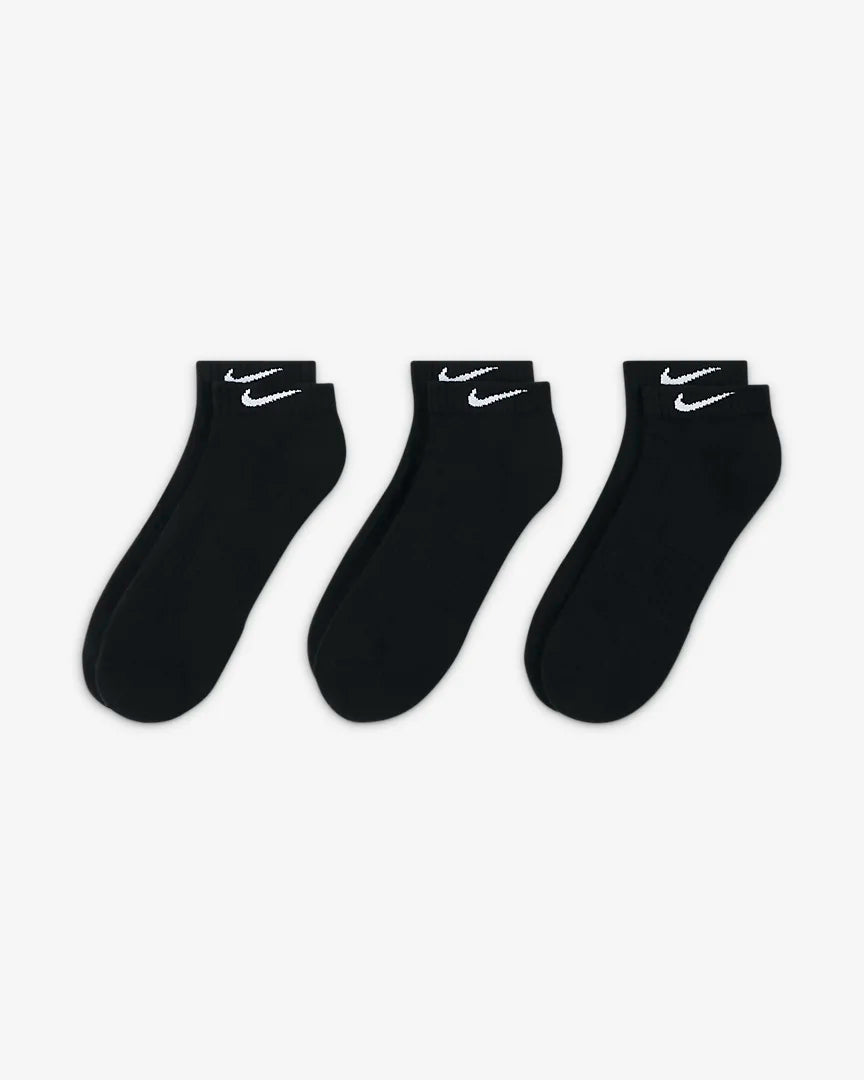 NIKE EVERYDAY COTTON CUSHIONED SOCKS (3 PACK) - BLACK