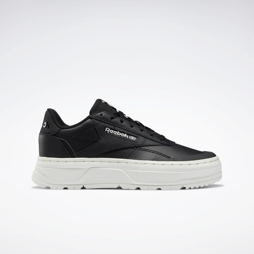 REEBOK WOMENS CLUB C DOUBLE GEO CORE BLACK FEATHER WHITE PURE GREY Lotsa Shoes