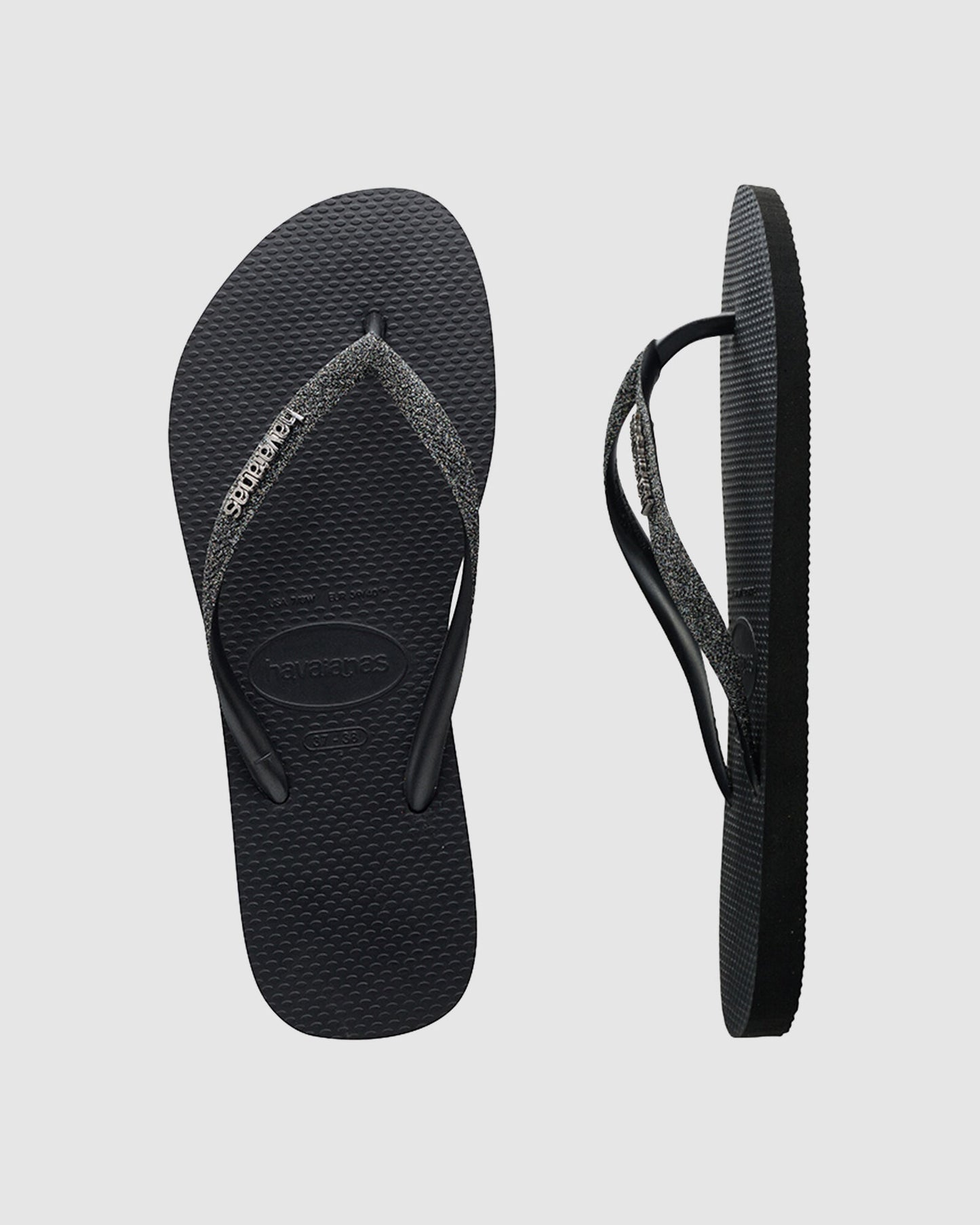 HAVAIANAS SLIM GLITTER - PRETO/CINZA DARK