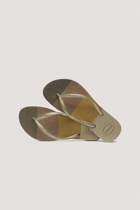 HAVAIANAS SLIM PALETTE GLITTER - SAND GREY