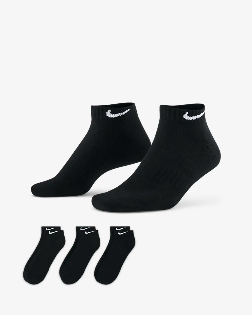 NIKE EVERYDAY COTTON CUSHIONED SOCKS (3 PACK) - BLACK – Lotsa Shoes