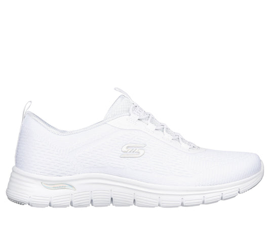 SKECHERS WOMENS ARCH FIT VISTA GLEAMING - WHITE