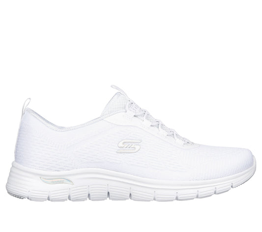 SKECHERS WOMENS ARCH FIT VISTA GLEAMING - WHITE