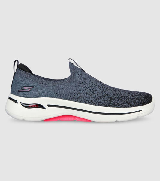 SKECHERS WOMENS GO WALK ARCH FIT LUNAR VIEWS - BLACK/HOT PINK