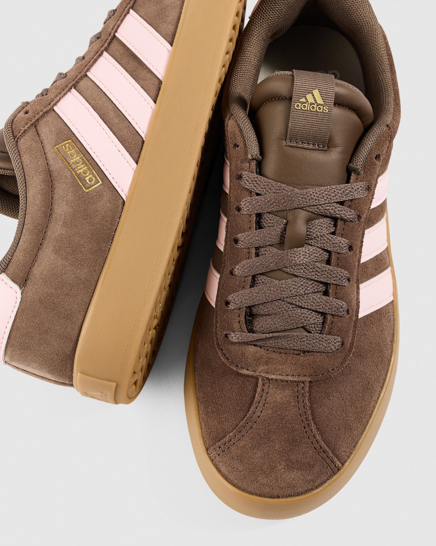 ADIDAS WOMENS VL COURT 3.0 - Earth Strata / Clear Pink / Gold Metallic