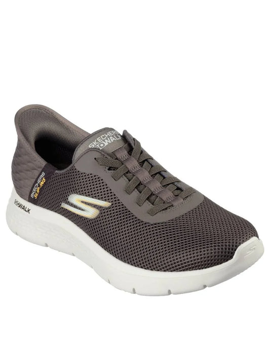 SKECHERS MENS GO WALK FLEX HANDS UP - BROWN