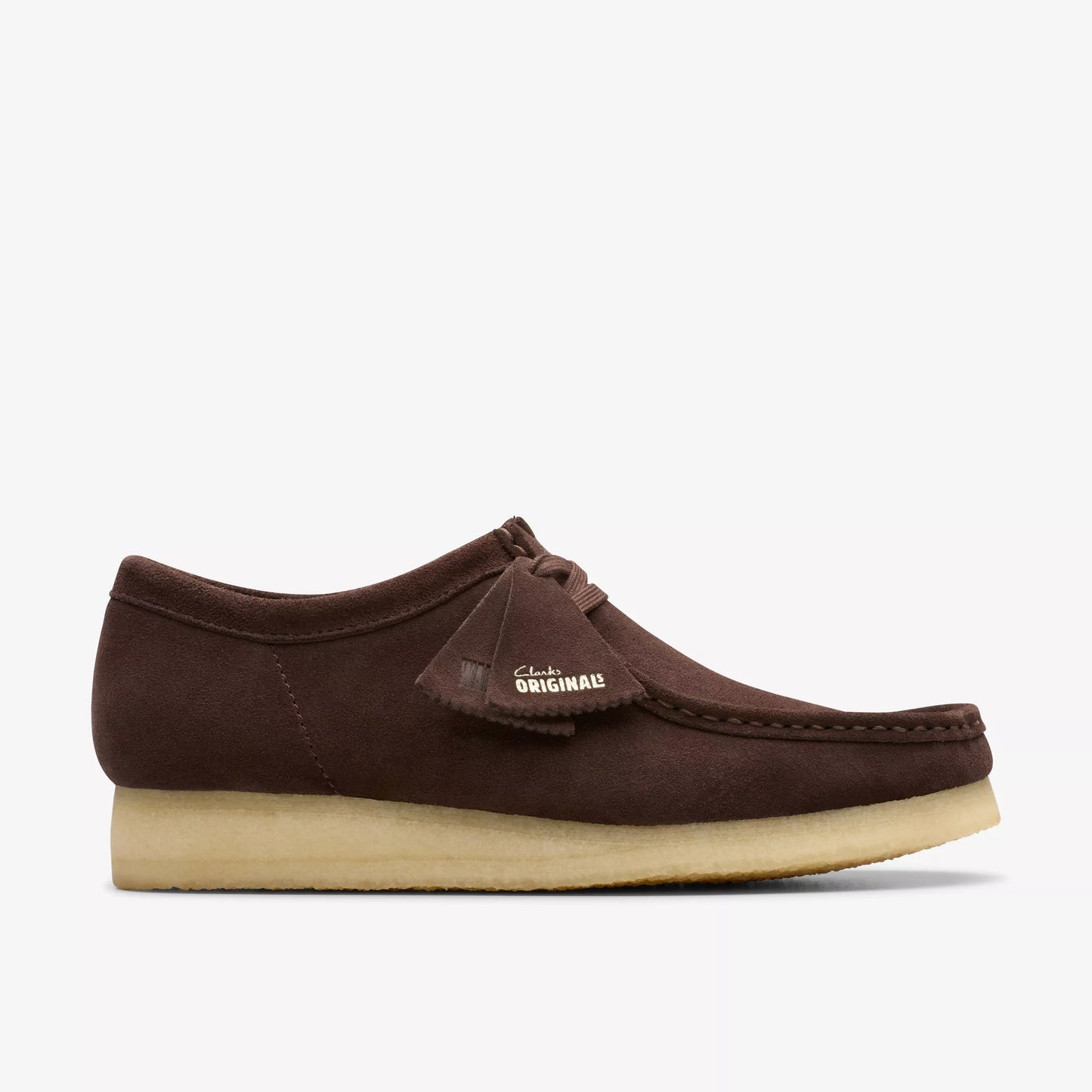 CLARKS WALLABEE LACE UP SHOE - DARK BROWN SUEDE