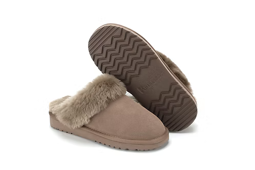 KIWI GEAR WOMENS JULIET SHEEPSKIN SLIPPER - STONE