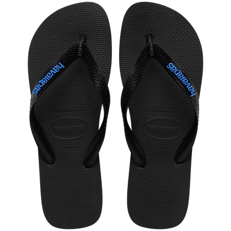 HAVAIANAS LOGO FILETE JANDAL - BLACK/LIGHT BLUE