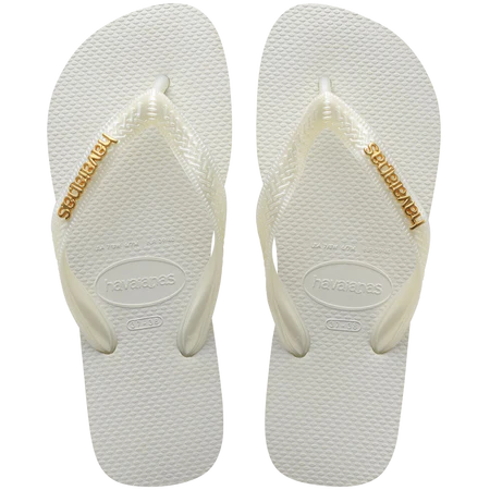 HAVAIANAS WOMENS TOP LOGO METAL - WHITE/GOLD