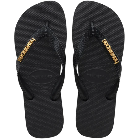 HAVAIANAS TOP LOGO METALLIC JANDAL - BLACK/GOLD