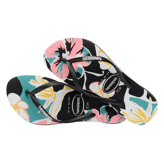 HAVAIANAS SLIM FLORAL BASIC - BLACK