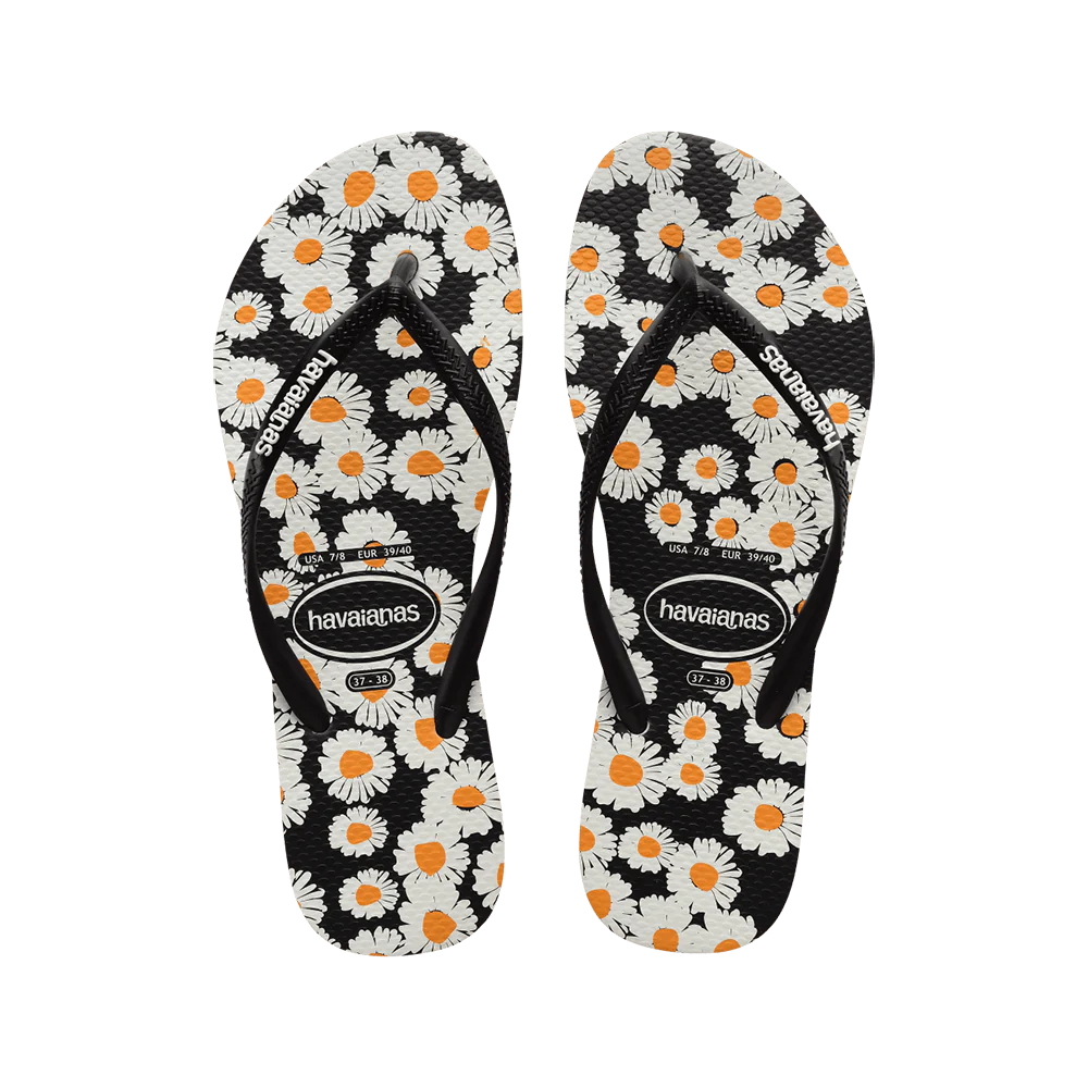 HAVAIANAS SLIM DAISY - BLACK/YELLOW