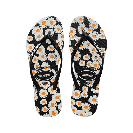 HAVAIANAS SLIM DAISY - BLACK/YELLOW