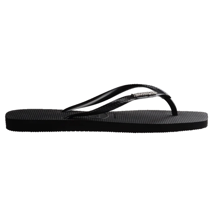 HAVAIANAS SLIM SQUARE LOGO METALLIC - BLACK/SILVER