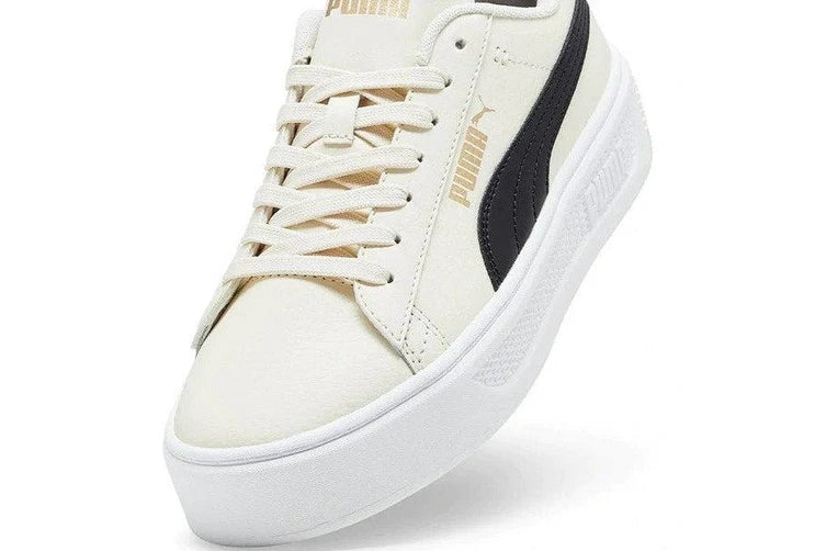 PUMA WOMENS SMASH PLATFORM V3 - ALPINE SNOW/BLACK/GOLD/WHITE