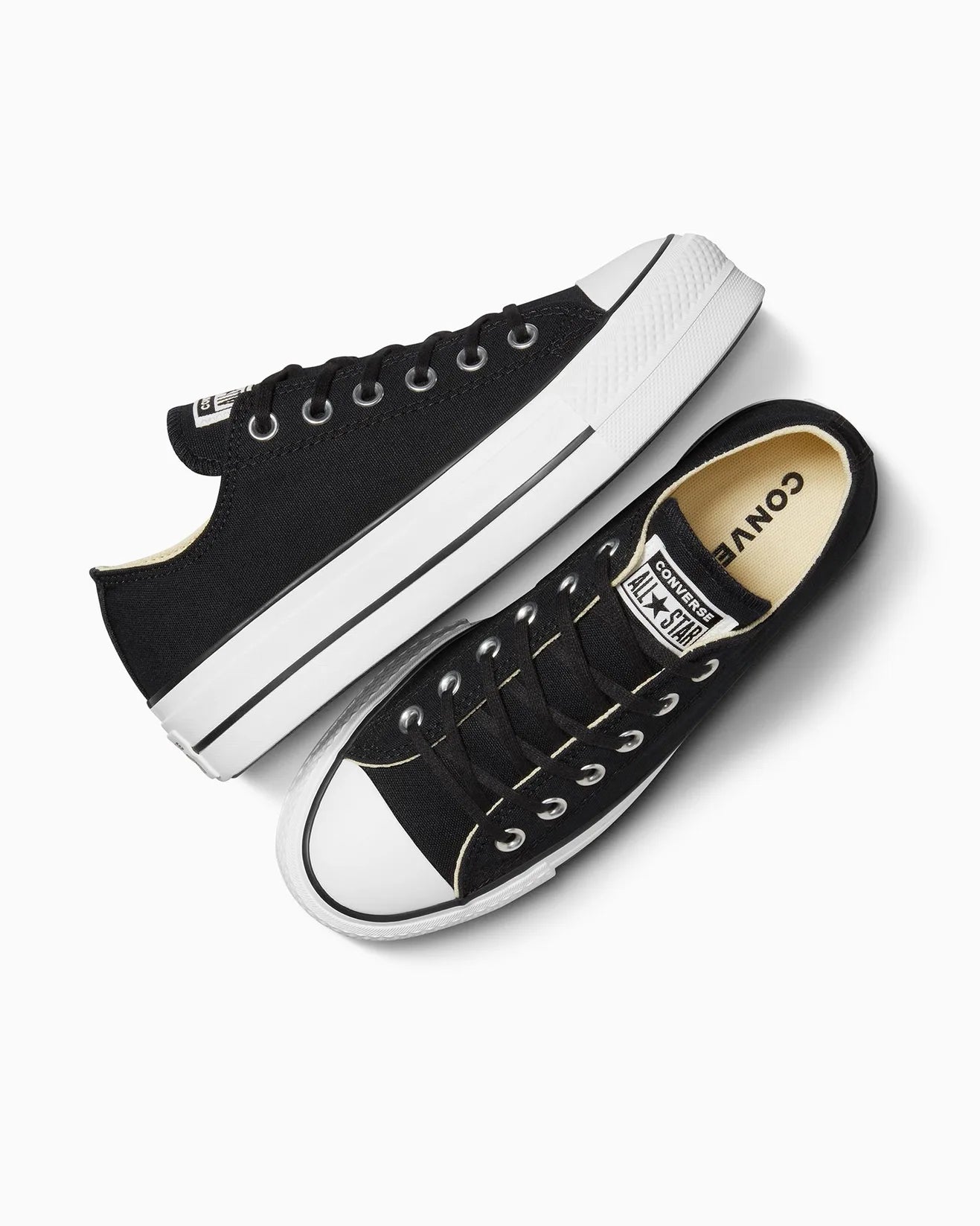 Converse WOMENS Chuck Taylor All Star Canvas Lift Low Top - Black/White/White