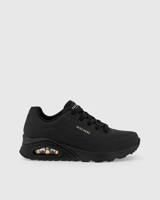SKECHERS WOMENS UNO STAND ON AIR WIDE FIT - BLACK
