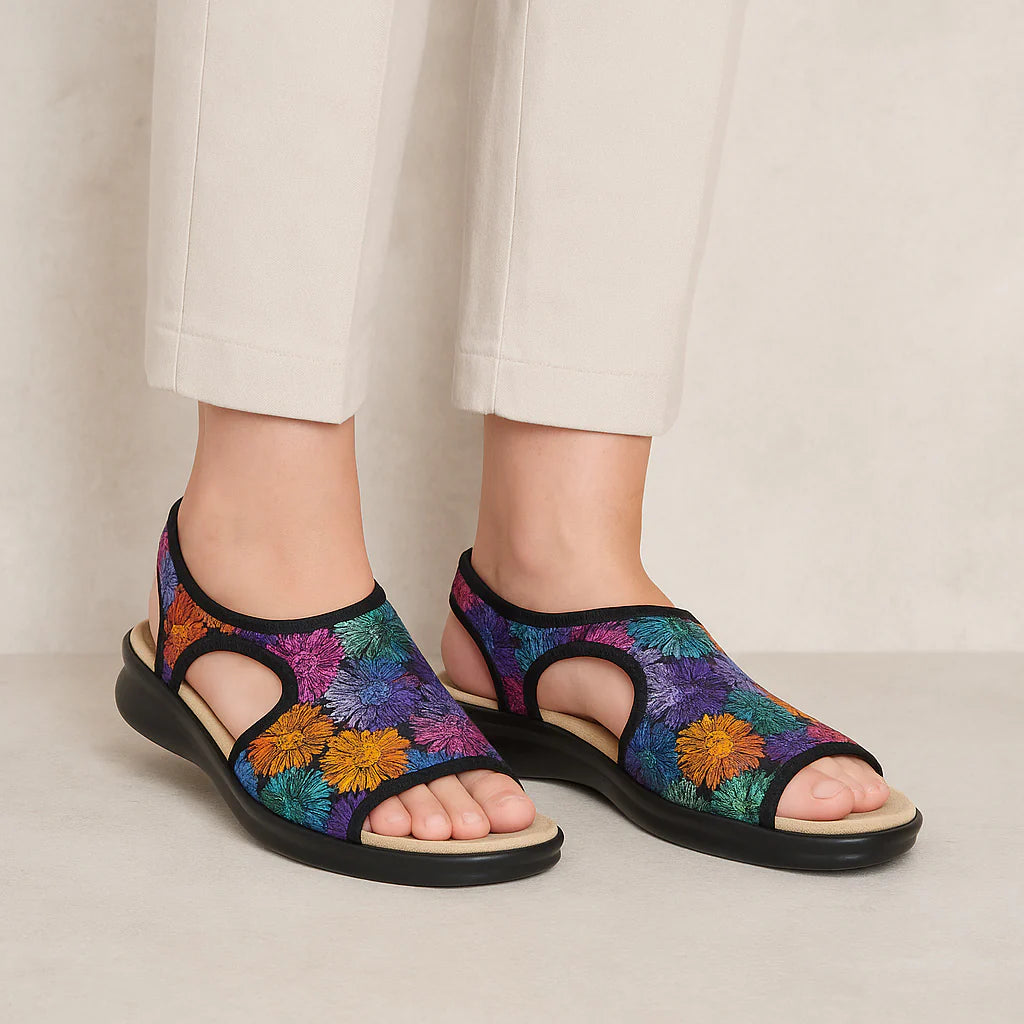 EUROFLEX TUSCANY SANDAL - BLACK FLORAL