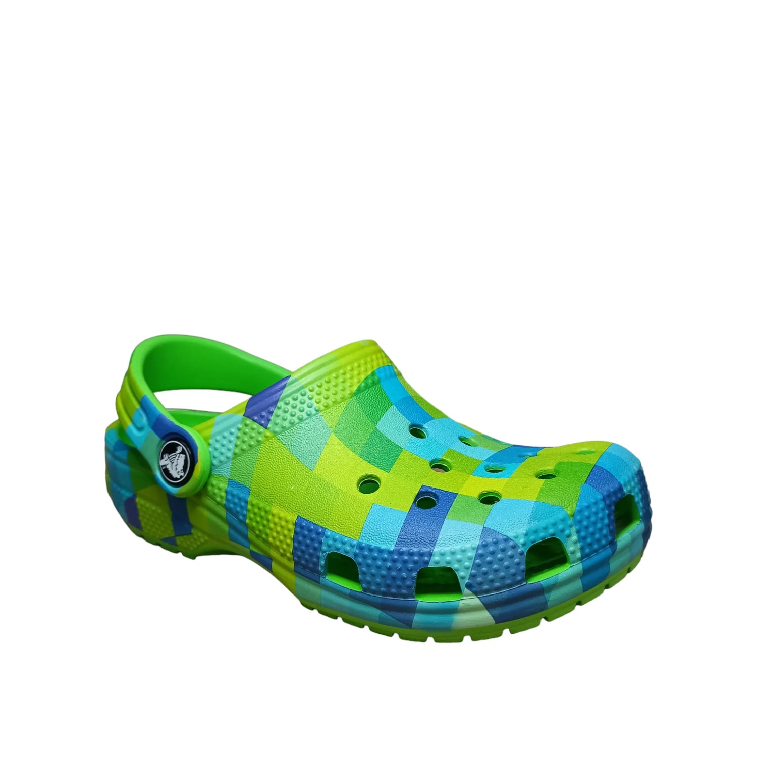 Blue top green crocs