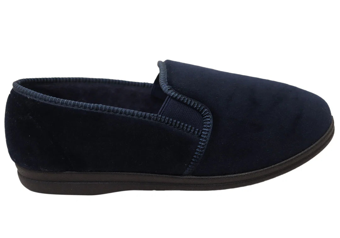 GROSBY MENS PERCY SLIPPERS - NAVY