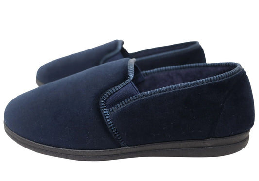 GROSBY MENS PERCY SLIPPERS - NAVY