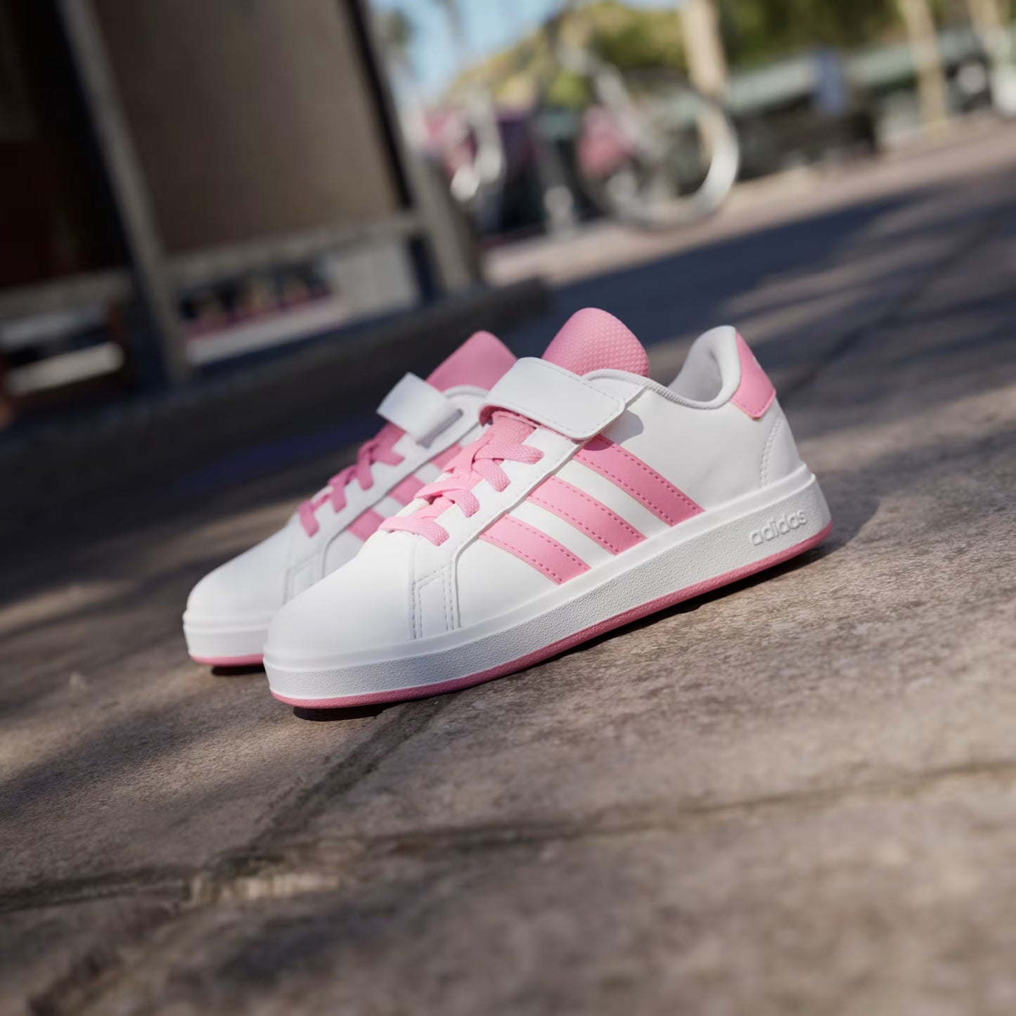 ADIDAS KIDS GRAND COURT 2.0 ELASTIC - Cloud White / Bliss Pink / Core Black
