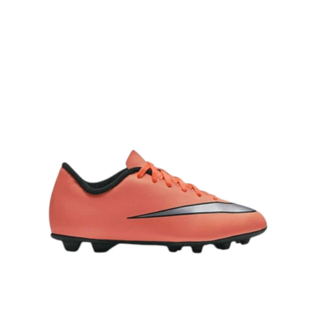 NIKE KIDS JR MERCURIAL VORTEX II FG-R - BRIGHT MANGO/METALLIC SILVER