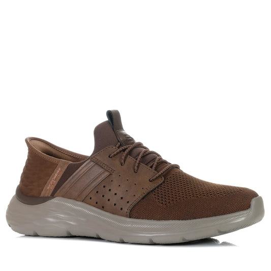 SKECHERS MENS GARNER NEWICK - DARK BROWN
