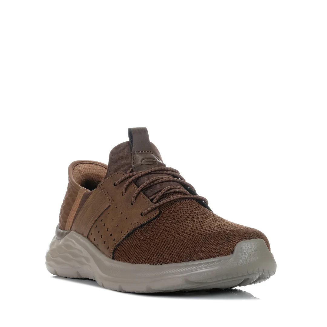 SKECHERS MENS GARNER NEWICK - DARK BROWN