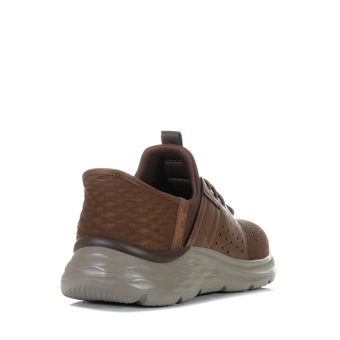 SKECHERS MENS GARNER NEWICK - DARK BROWN