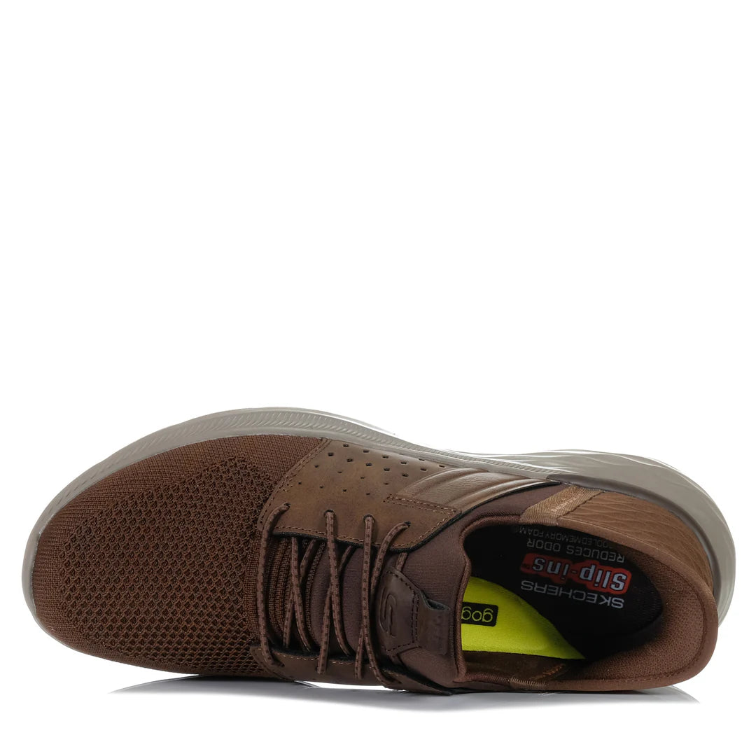SKECHERS MENS GARNER NEWICK - DARK BROWN