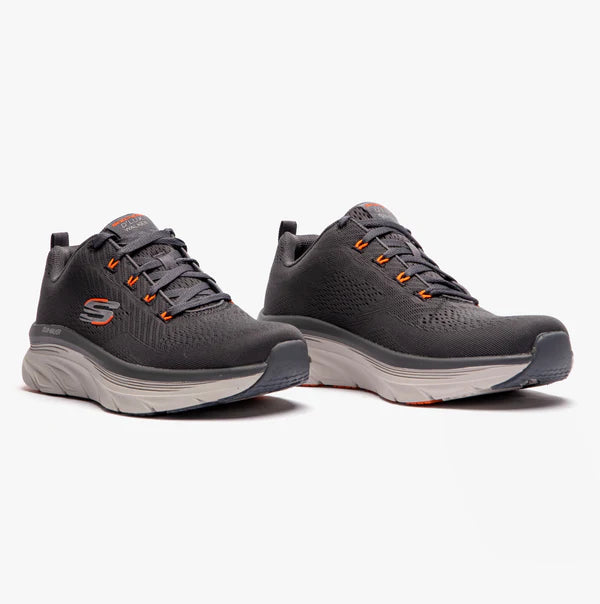 SKECHERS MENS D'LUX WALKER MEERNO - CHARCOAL/ORANGE